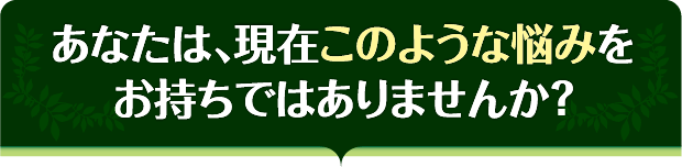 あなたは、現在このような悩みをお持ちではありませんか?